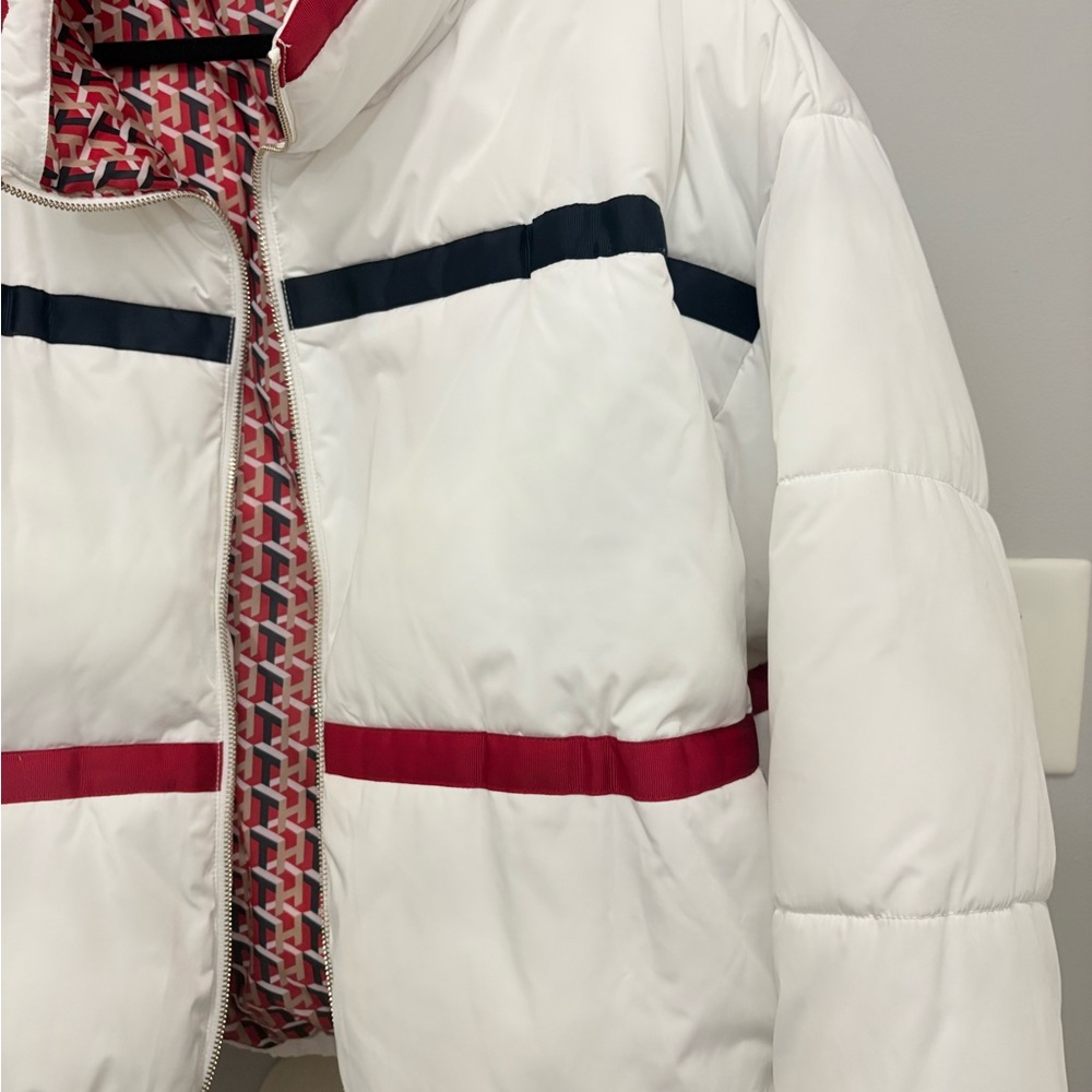 Tommy Hilfiger White Jacket with Red and Blue Stripes - Picture 8 of 16